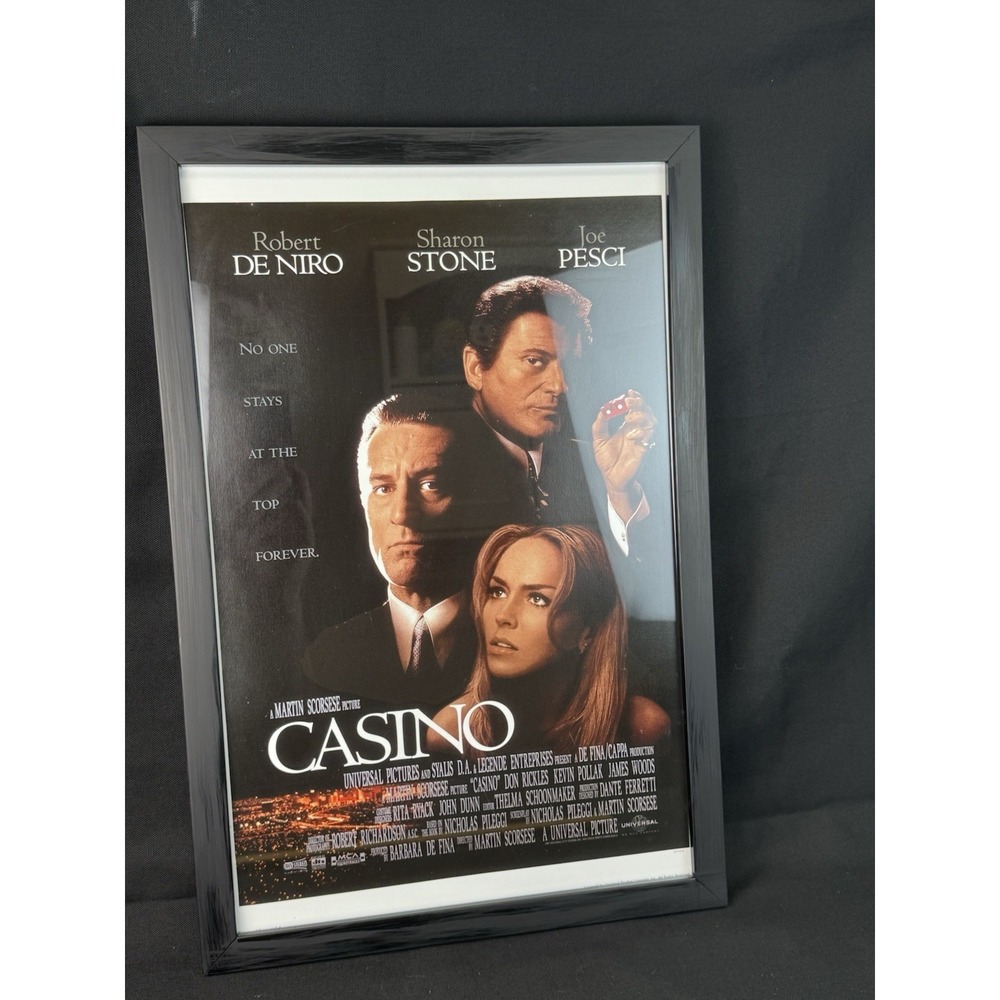 Vintage 1995 Framed Martin Scorsese Casino Movie Poster  18" X 12"